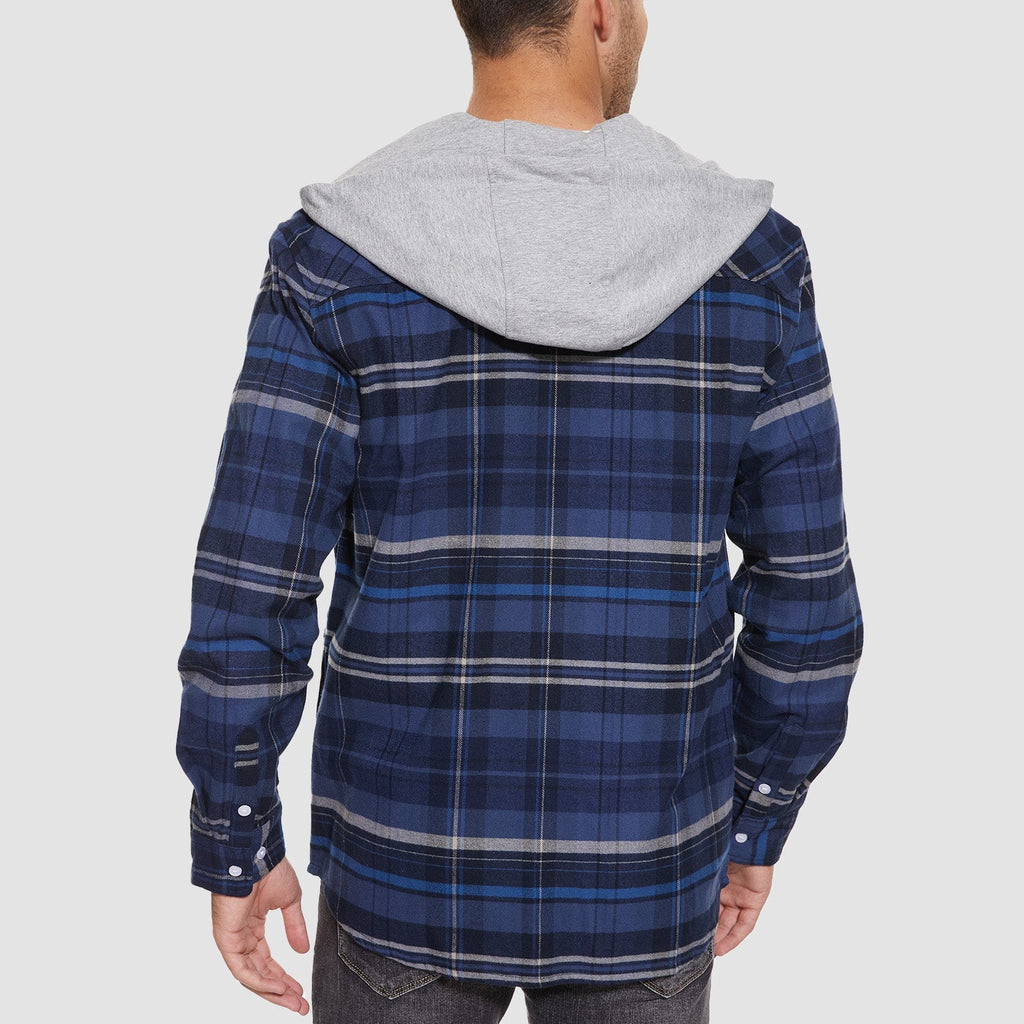 Men's Hooded Flannel Shirt Jacket - Long Sleeve Cotton Plaid - Stylish & Comfortable Outerwear