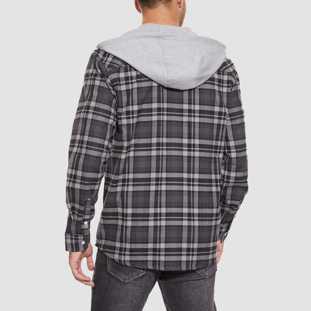 Men's Hooded Flannel Shirt Jacket - Long Sleeve Cotton Plaid - Stylish & Comfortable Outerwear