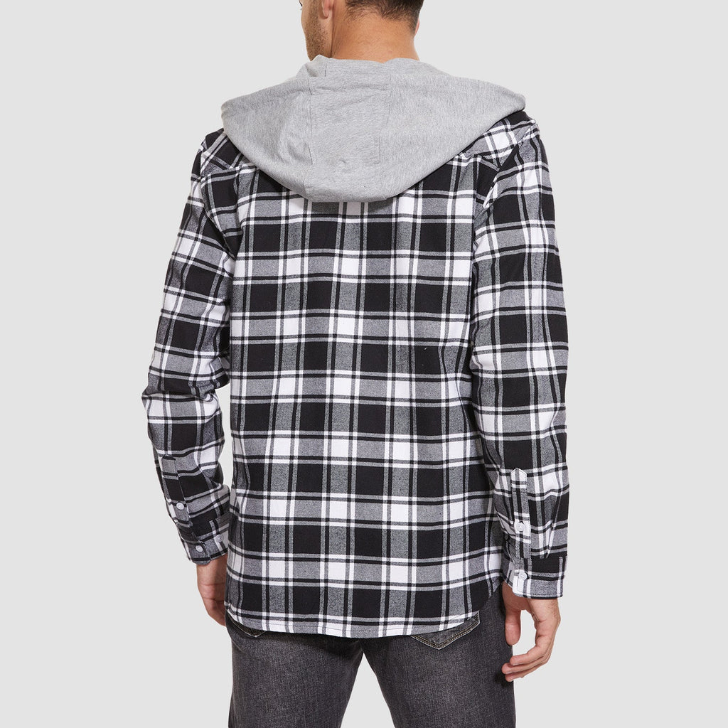 Men's Hooded Flannel Shirt Jacket - Long Sleeve Cotton Plaid - Stylish & Comfortable Outerwear