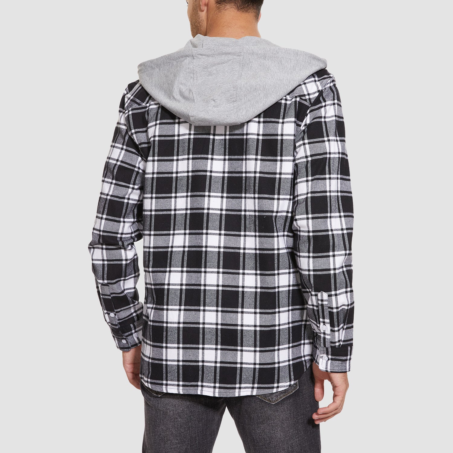 Men's Hooded Flannel Shirt Jacket - Long Sleeve Cotton Plaid - Stylish & Comfortable Outerwear