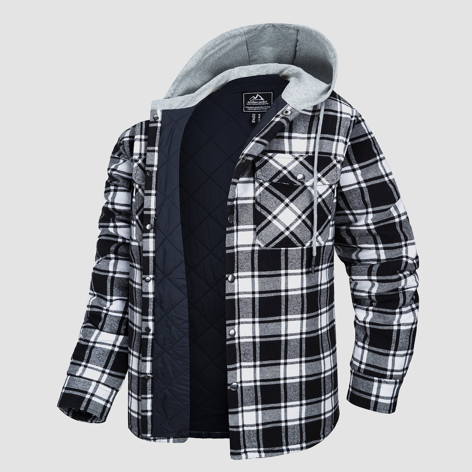 Men's Quilted Flannel Jacket with Hood - Warm, Stylish & Casual Outerwear for Cold Weather