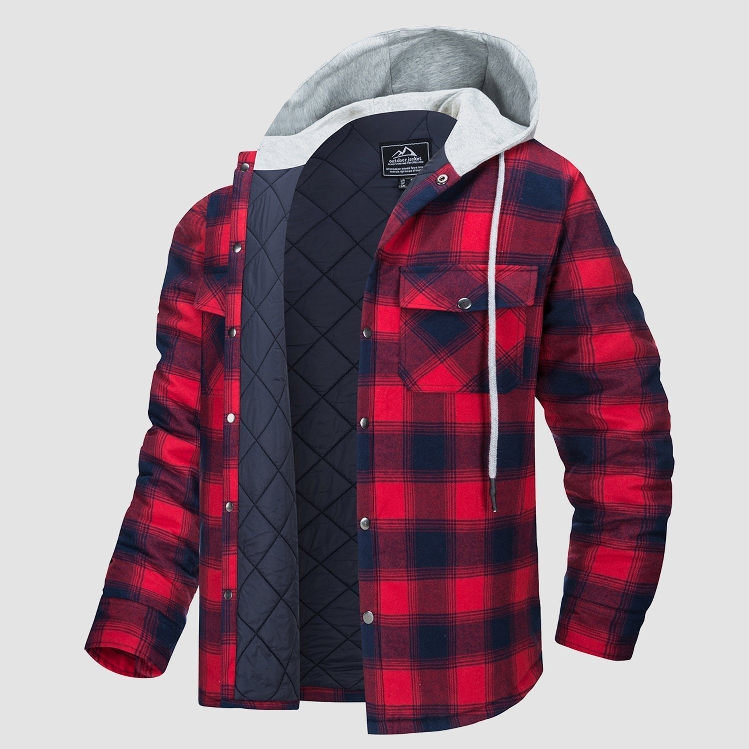 Men's Quilted Flannel Jacket with Hood - Warm, Stylish & Casual Outerwear for Cold Weather