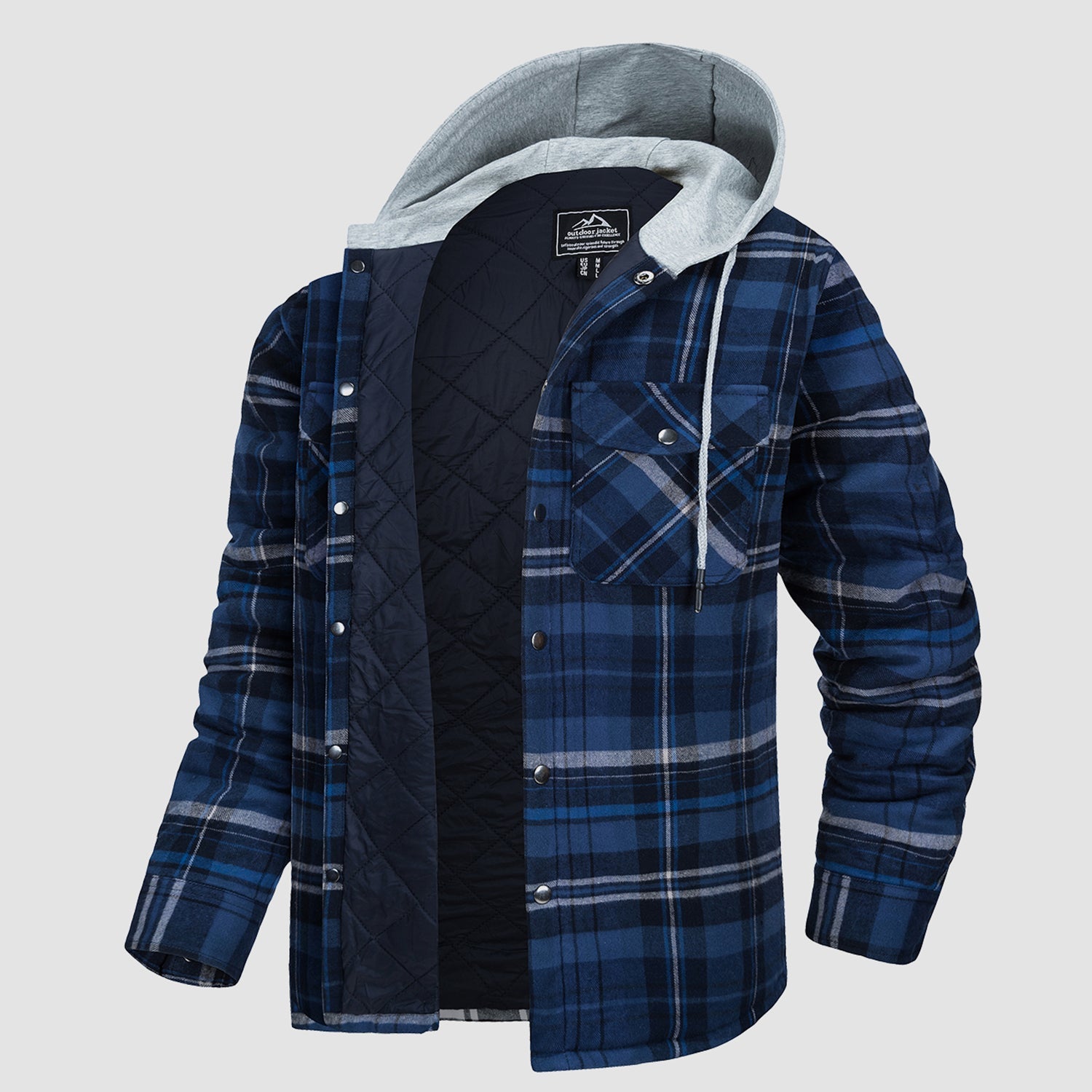 Men's Quilted Flannel Jacket with Hood - Warm, Stylish & Casual Outerwear for Cold Weather