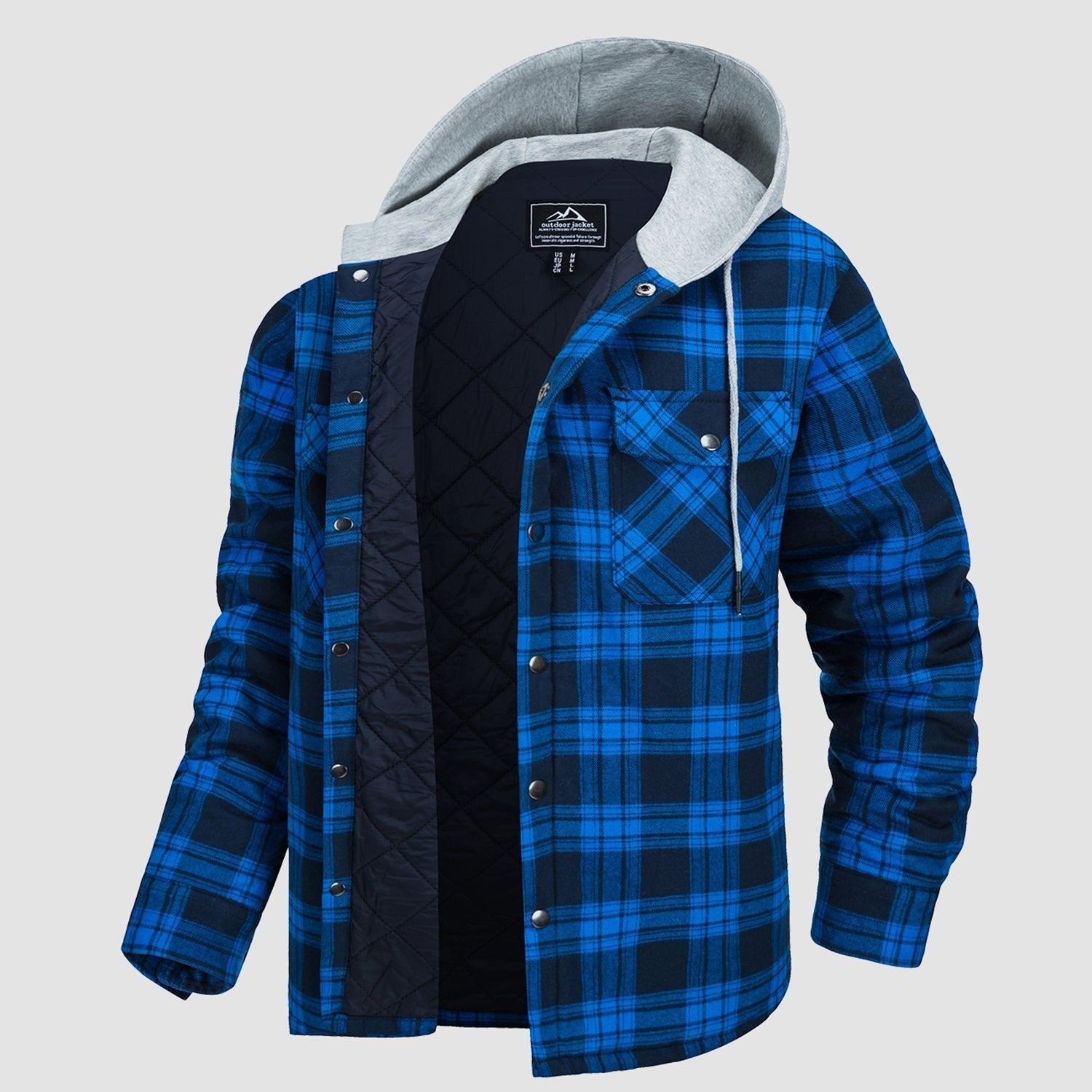 Men's Quilted Flannel Jacket with Hood - Warm, Stylish & Casual Outerwear for Cold Weather