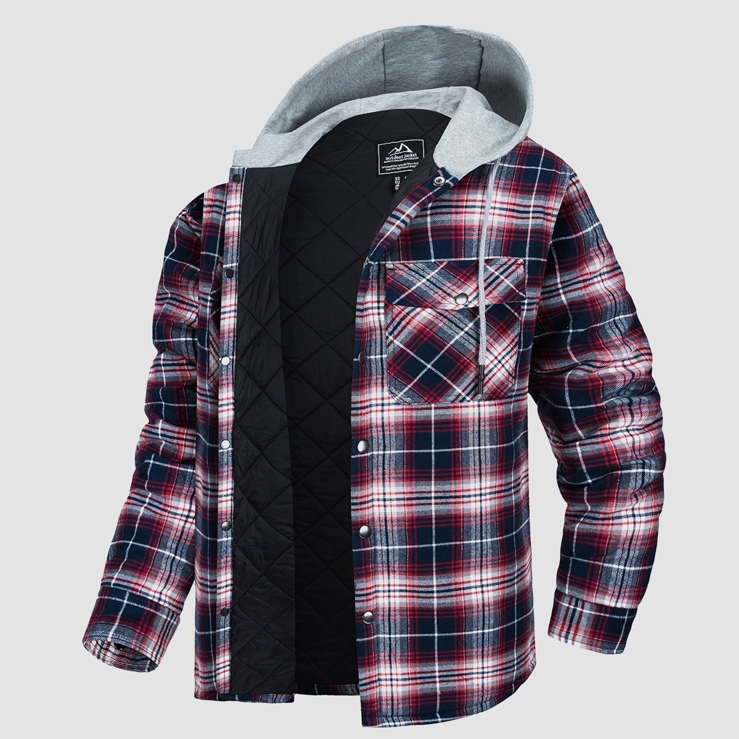 Men's Quilted Flannel Jacket with Hood - Warm, Stylish & Casual Outerwear for Cold Weather