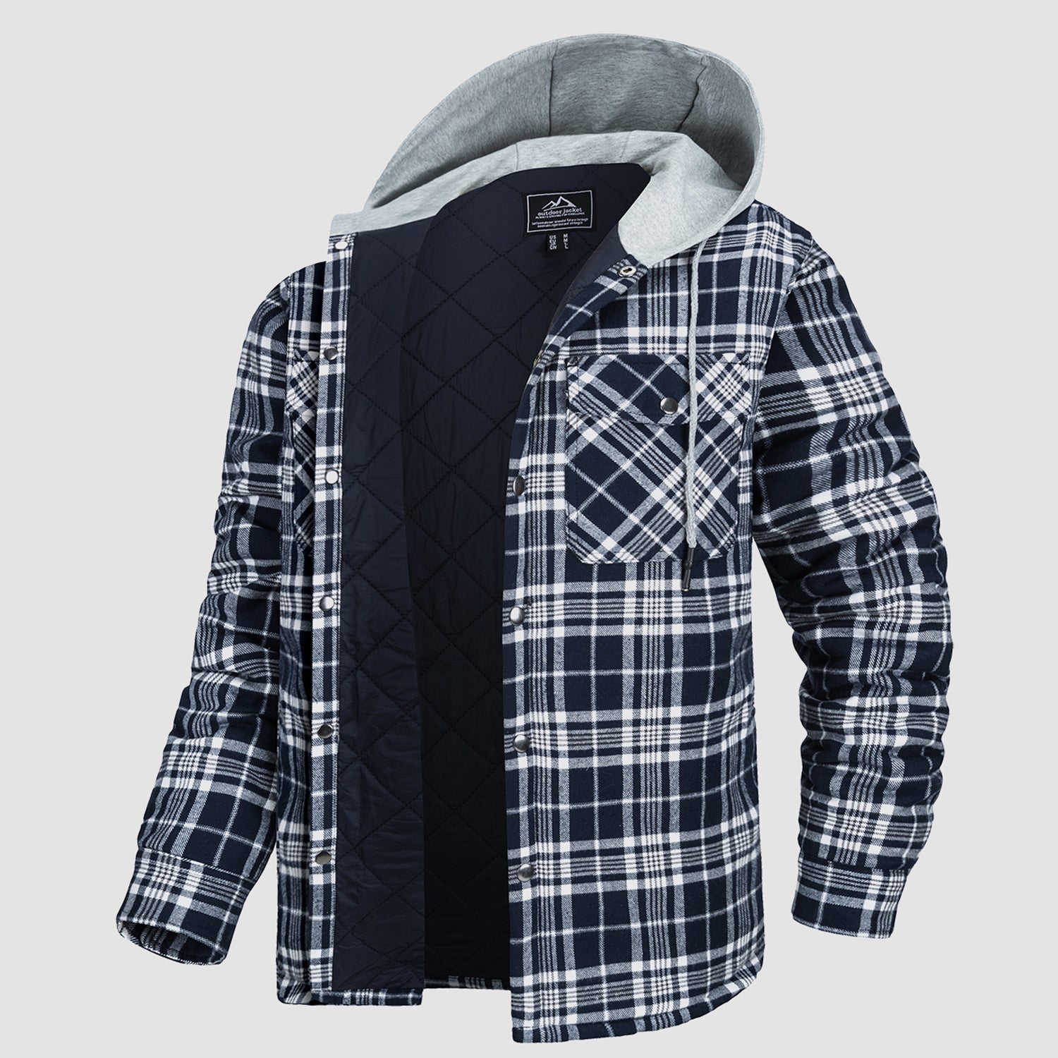 Men's Quilted Flannel Jacket with Hood - Warm, Stylish & Casual Outerwear for Cold Weather