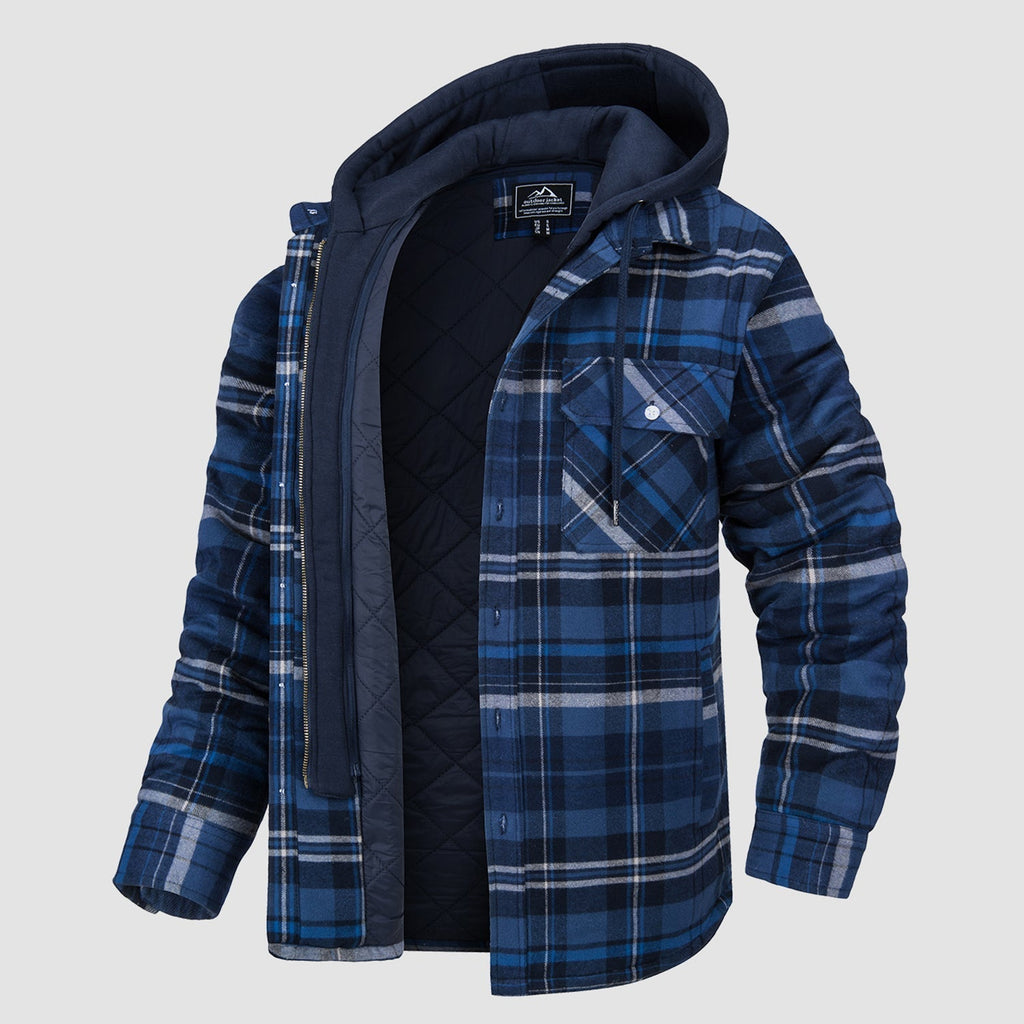 Men's Flannel Jacket with Removable Hood - 5 Pocket Design for Ultimate Comfort and Style