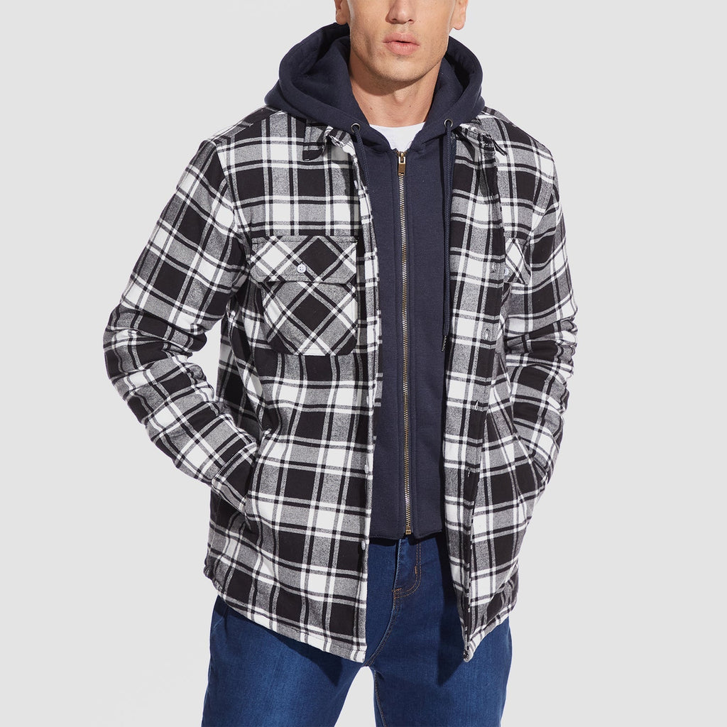Men's Flannel Jacket with Removable Hood - 5 Pocket Design for Ultimate Comfort and Style