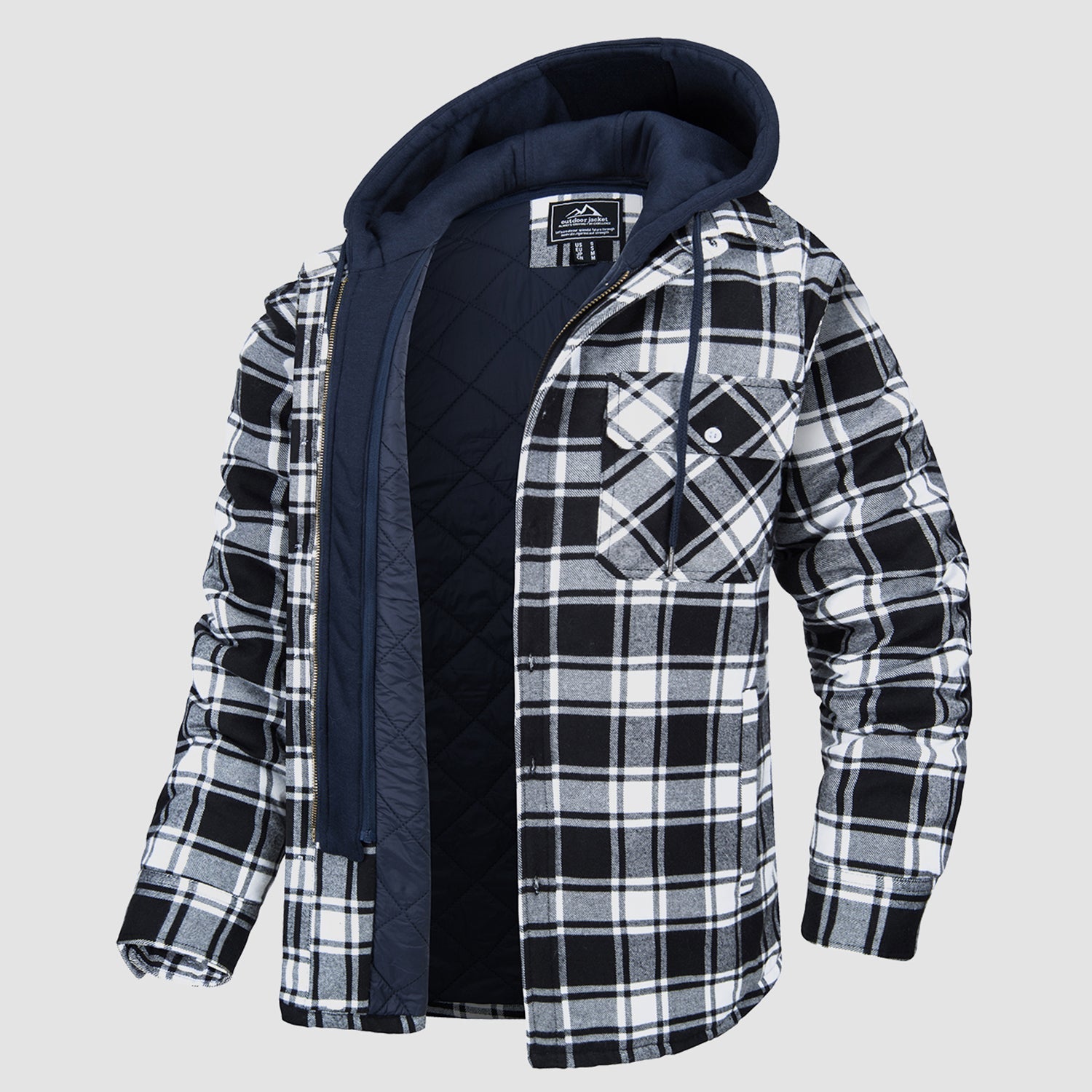 Men's Flannel Jacket with Removable Hood - 5 Pocket Design for Ultimate Comfort and Style