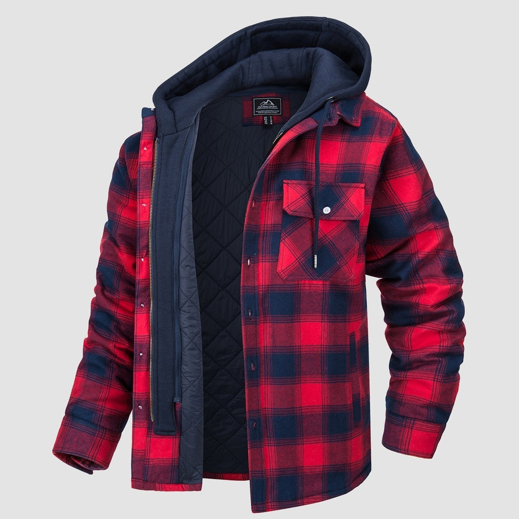 Men's Flannel Jacket with Removable Hood - 5 Pocket Design for Ultimate Comfort and Style