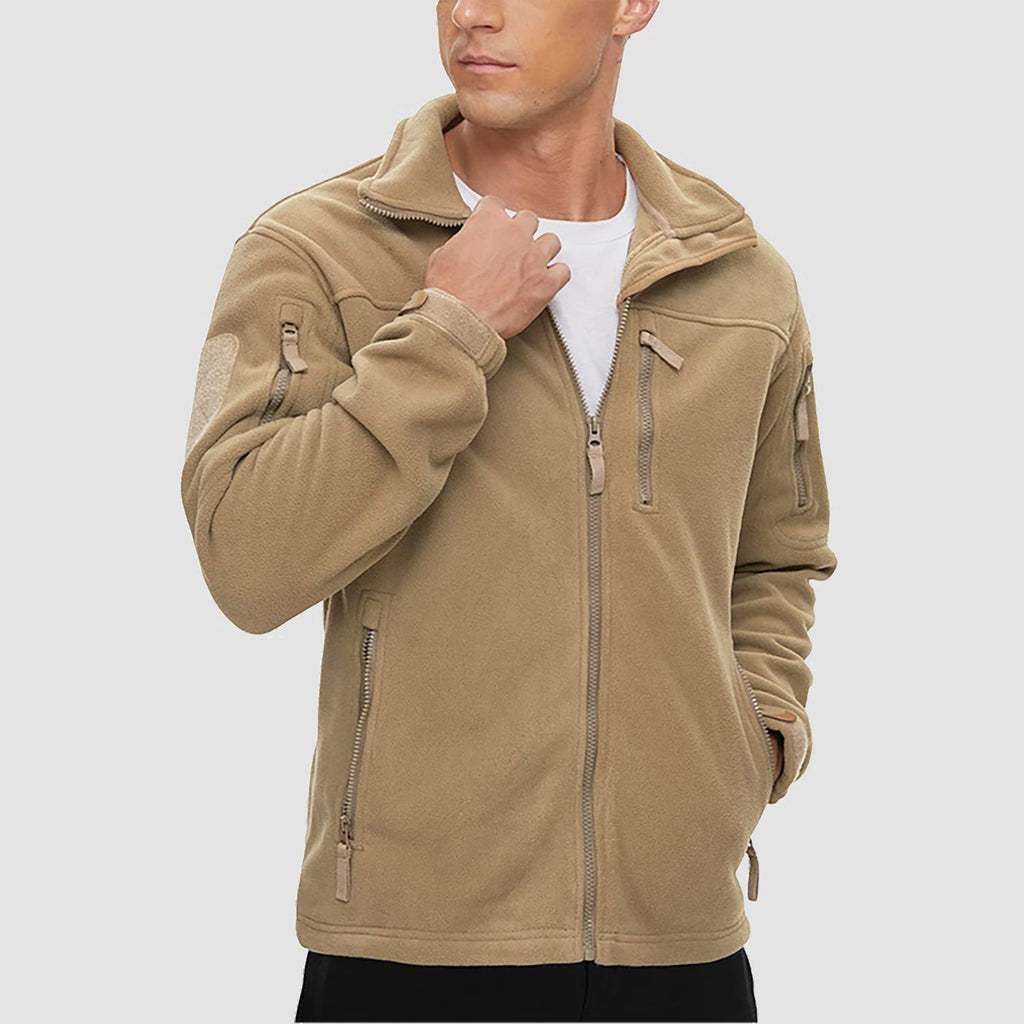 Men's Tactical Fleece Jacket - Stand Collar Military Field Coat for Outdoor Activities