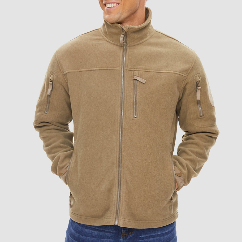 Men's Tactical Fleece Jacket - Stand Collar Military Field Coat for Outdoor Activities