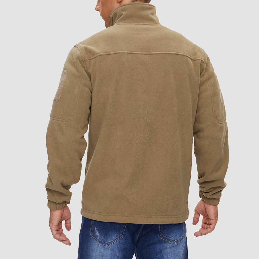 Men's Tactical Fleece Jacket - Stand Collar Military Field Coat for Outdoor Activities
