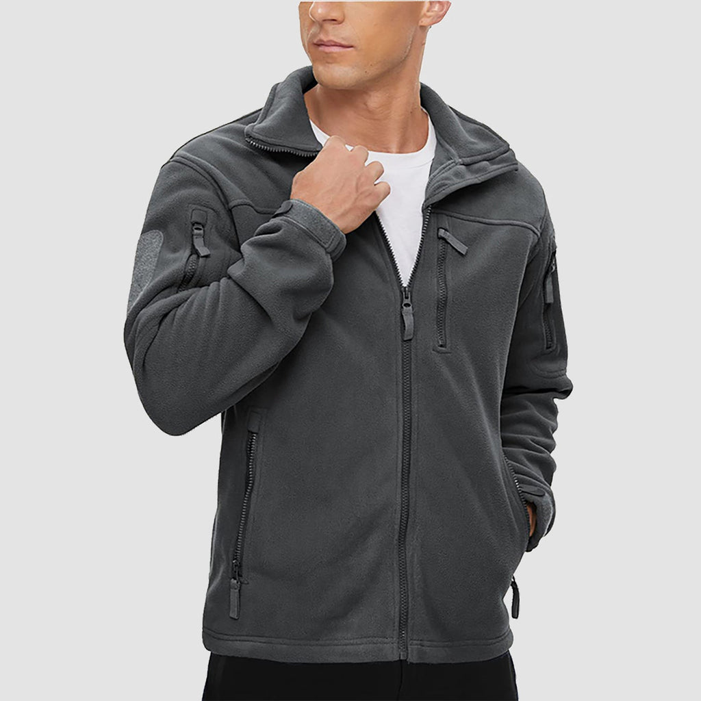Men's Tactical Fleece Jacket - Stand Collar Military Field Coat for Outdoor Activities