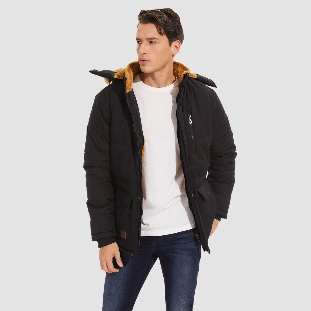 Men's Hooded Fleece-Lined Parka Jacket - Warm Puffer Coat for Ultimate Comfort and Style