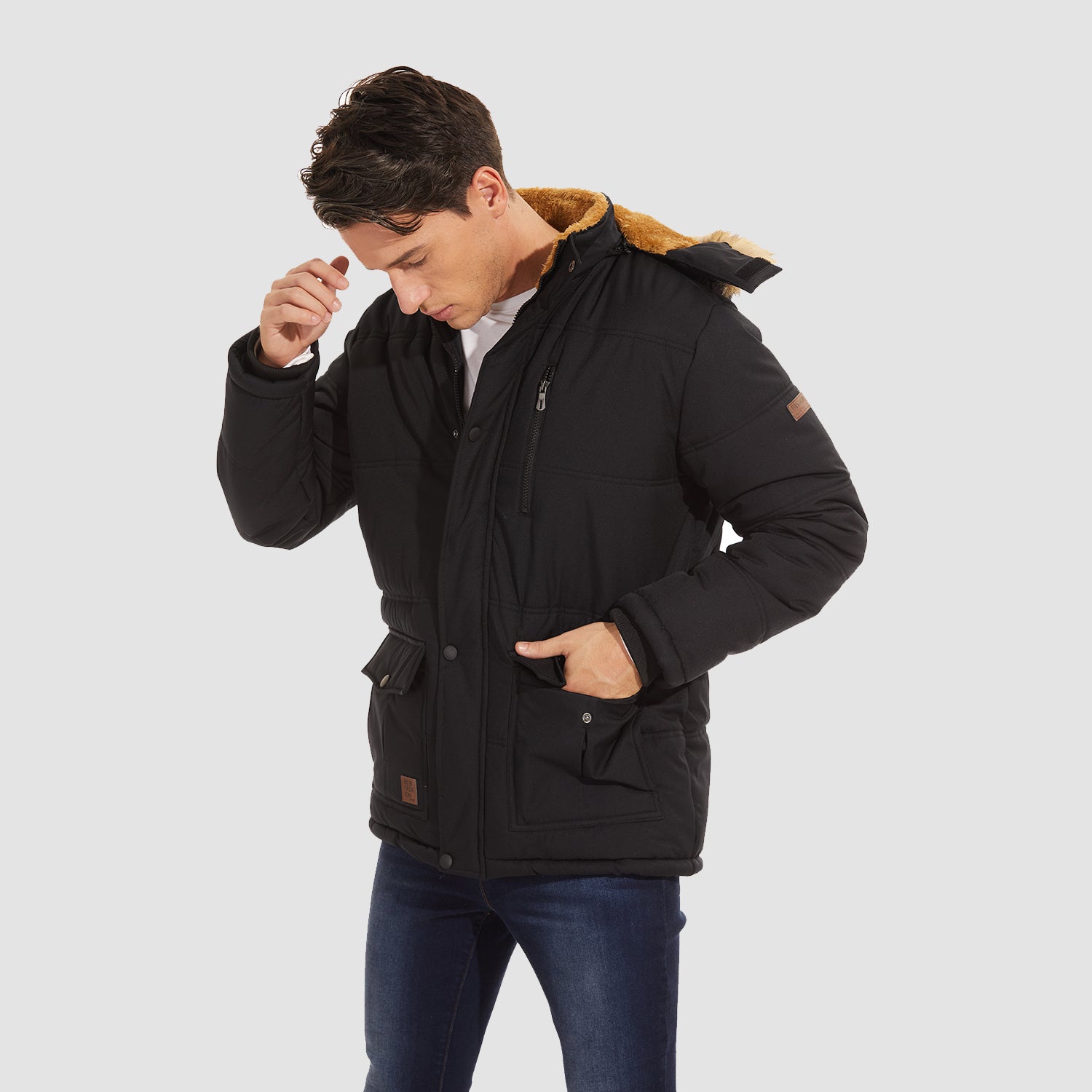 Men's Hooded Fleece-Lined Parka Jacket - Warm Puffer Coat for Ultimate Comfort and Style