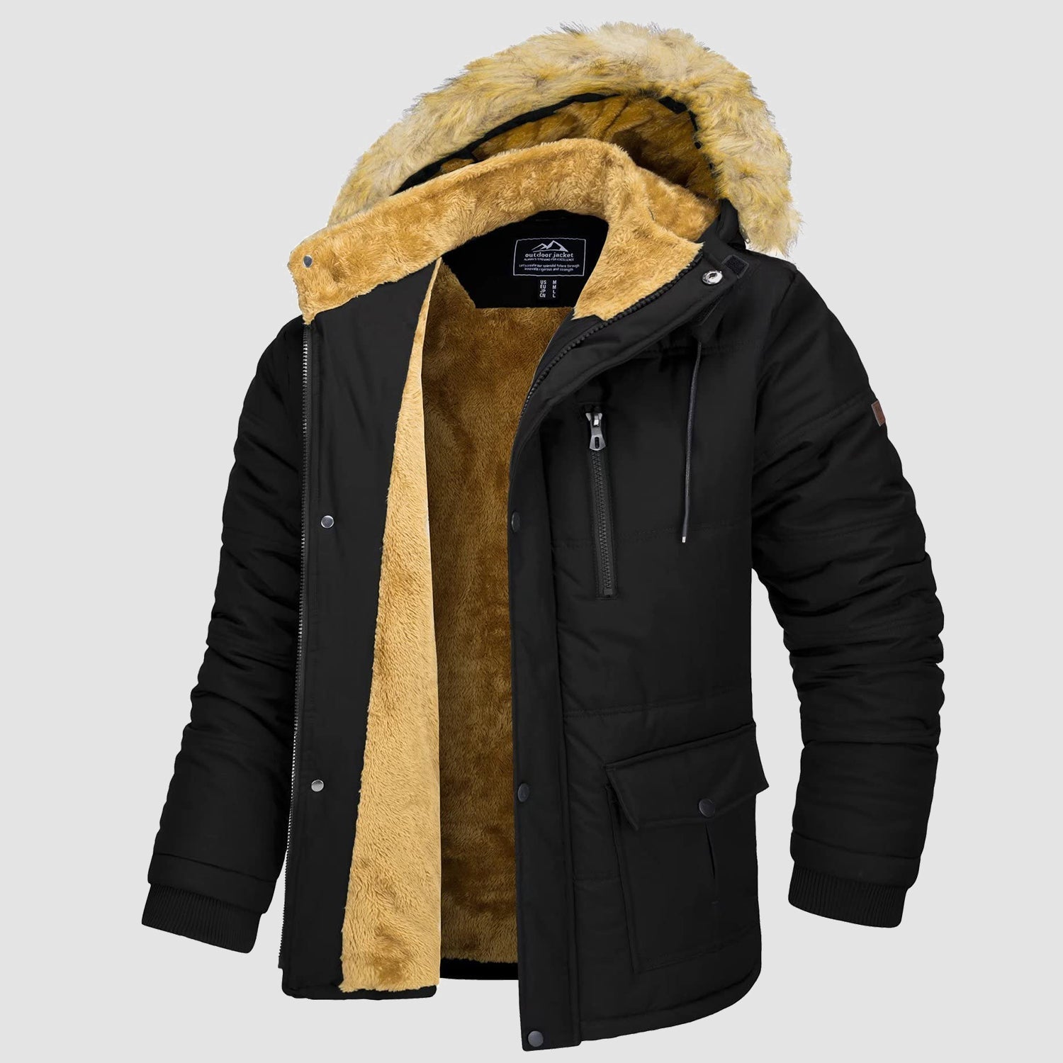 Men's Hooded Fleece-Lined Parka Jacket - Warm Puffer Coat for Ultimate Comfort and Style