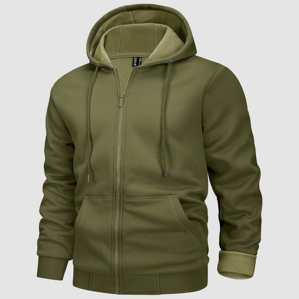 Men's Fleece Bomber Jacket - Zip-Up Hoodie Sweatshirt for Ultimate Comfort & Style