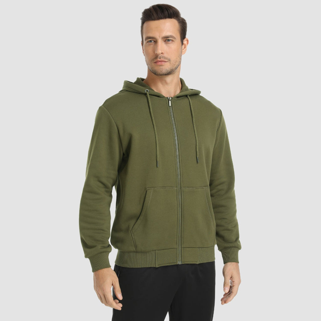 Men's Fleece Bomber Jacket - Zip-Up Hoodie Sweatshirt for Ultimate Comfort & Style