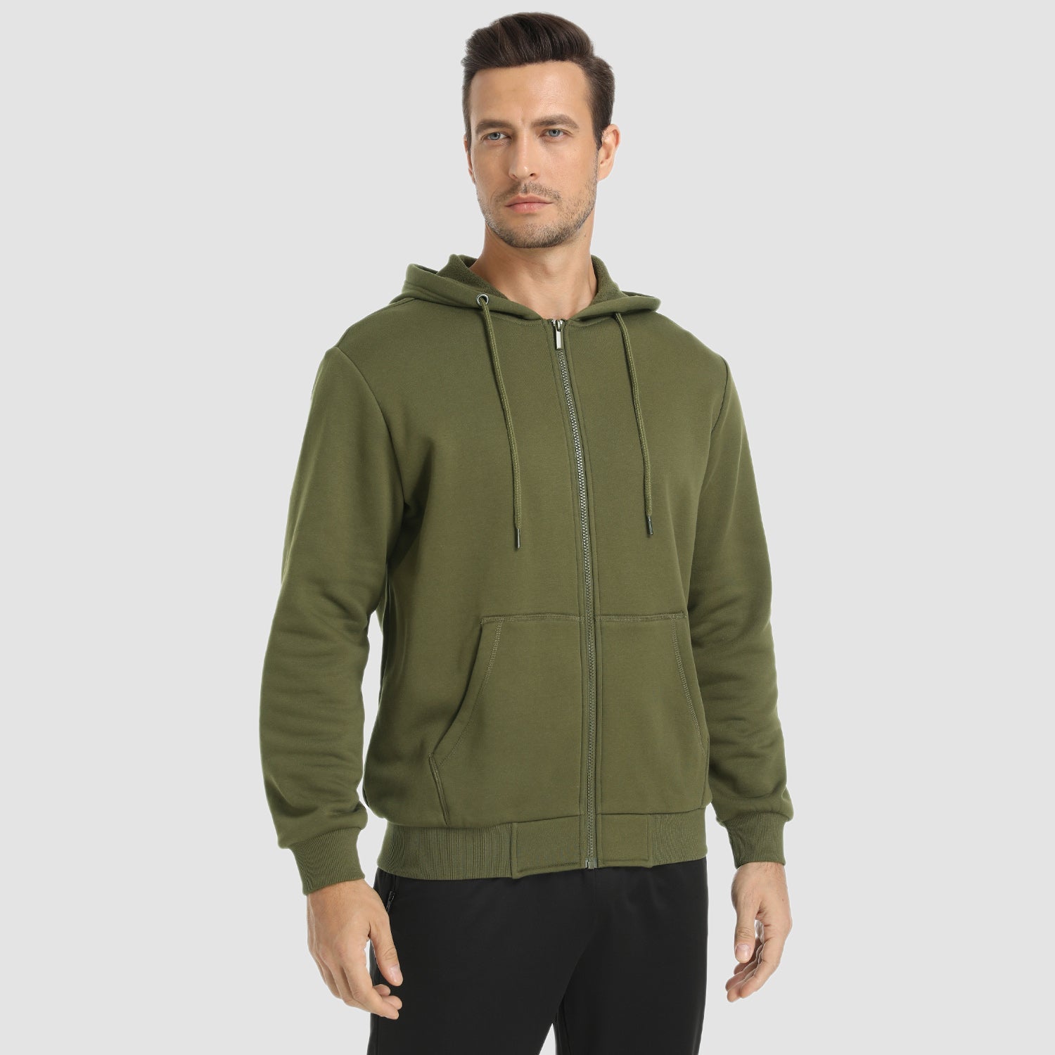 Men's Fleece Bomber Jacket - Zip-Up Hoodie Sweatshirt for Ultimate Comfort & Style