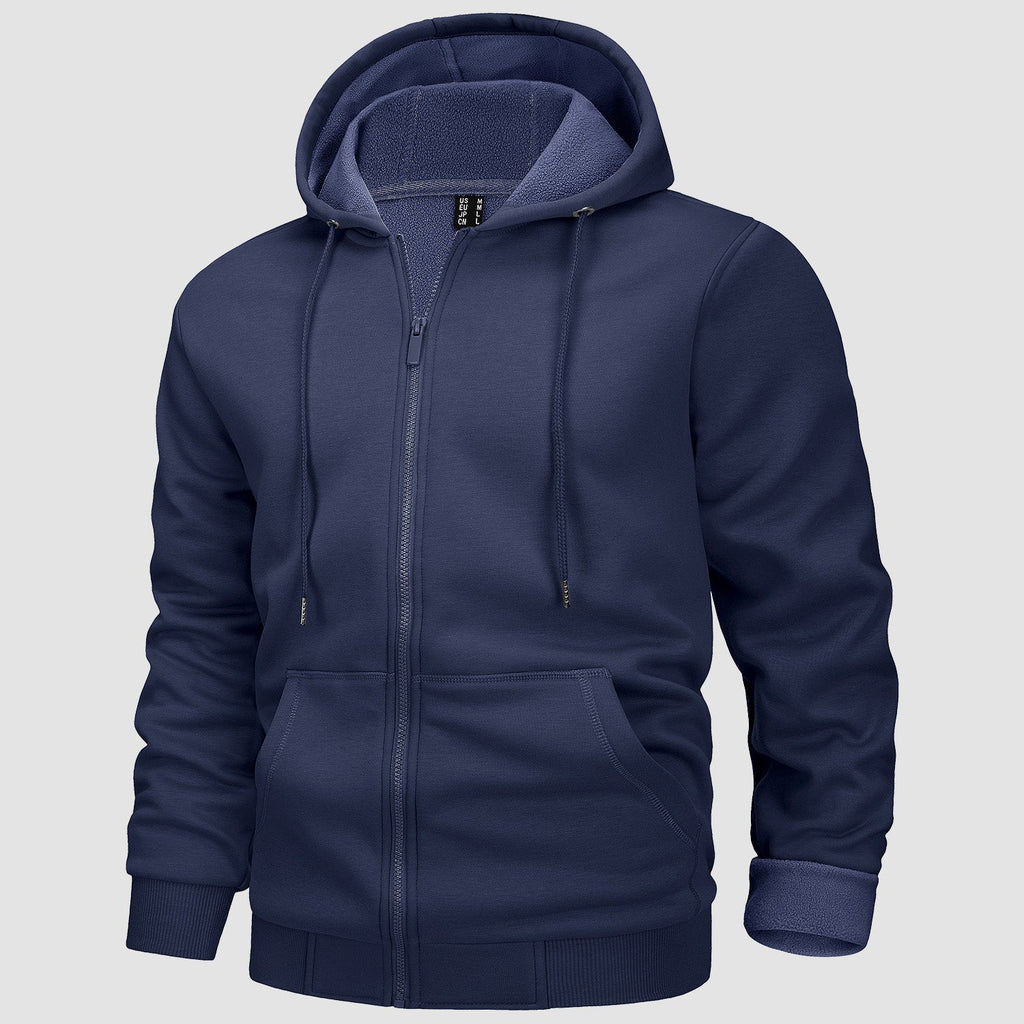 Men's Fleece Bomber Jacket - Zip-Up Hoodie Sweatshirt for Ultimate Comfort & Style