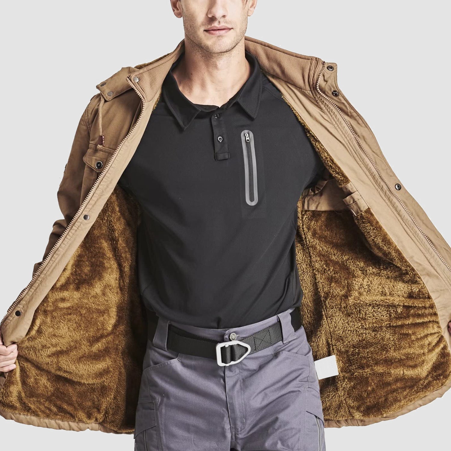 Men's Fleece-Lined Winter Military Parka Jacket - Warm, Waterproof & Stylish Outerwear for Cold Weather