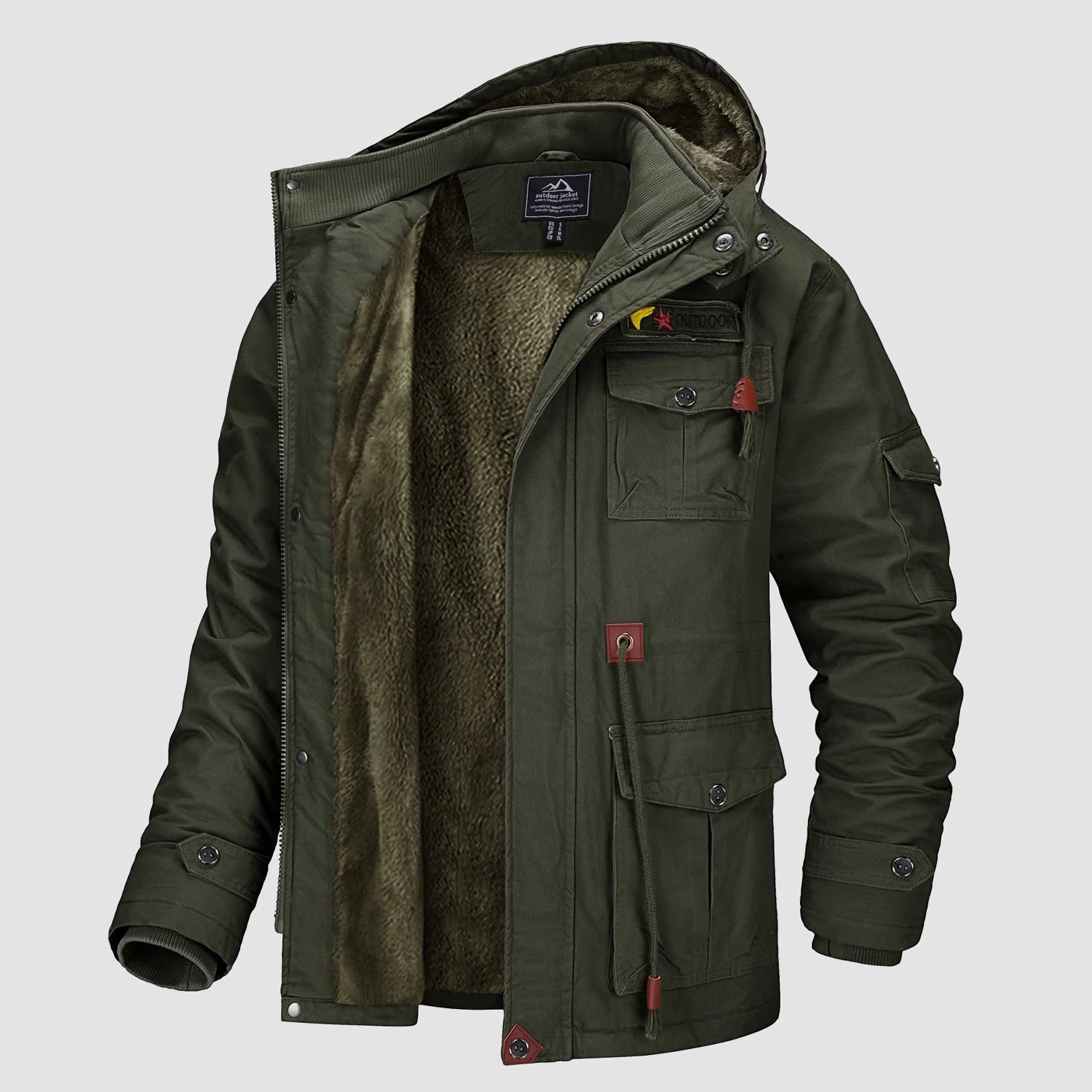 Men's Fleece-Lined Winter Military Parka Jacket - Warm, Waterproof & Stylish Outerwear for Cold Weather
