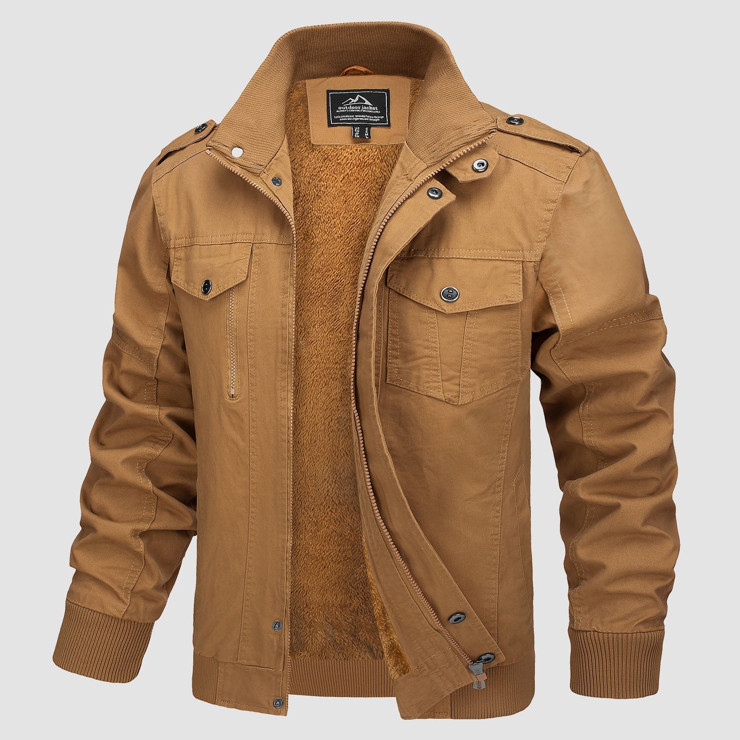 Men's Lightweight Cotton Military Bomber Jacket - Stylish Zip-Up Outerwear