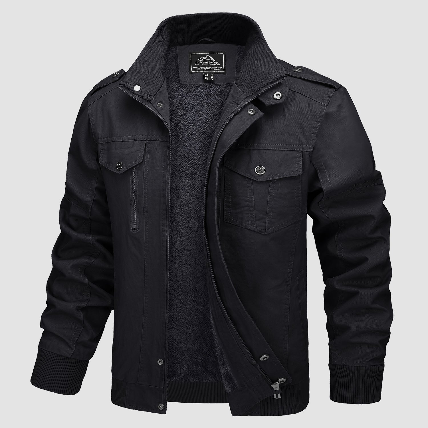 Men's Lightweight Cotton Military Bomber Jacket - Stylish Zip-Up Outerwear