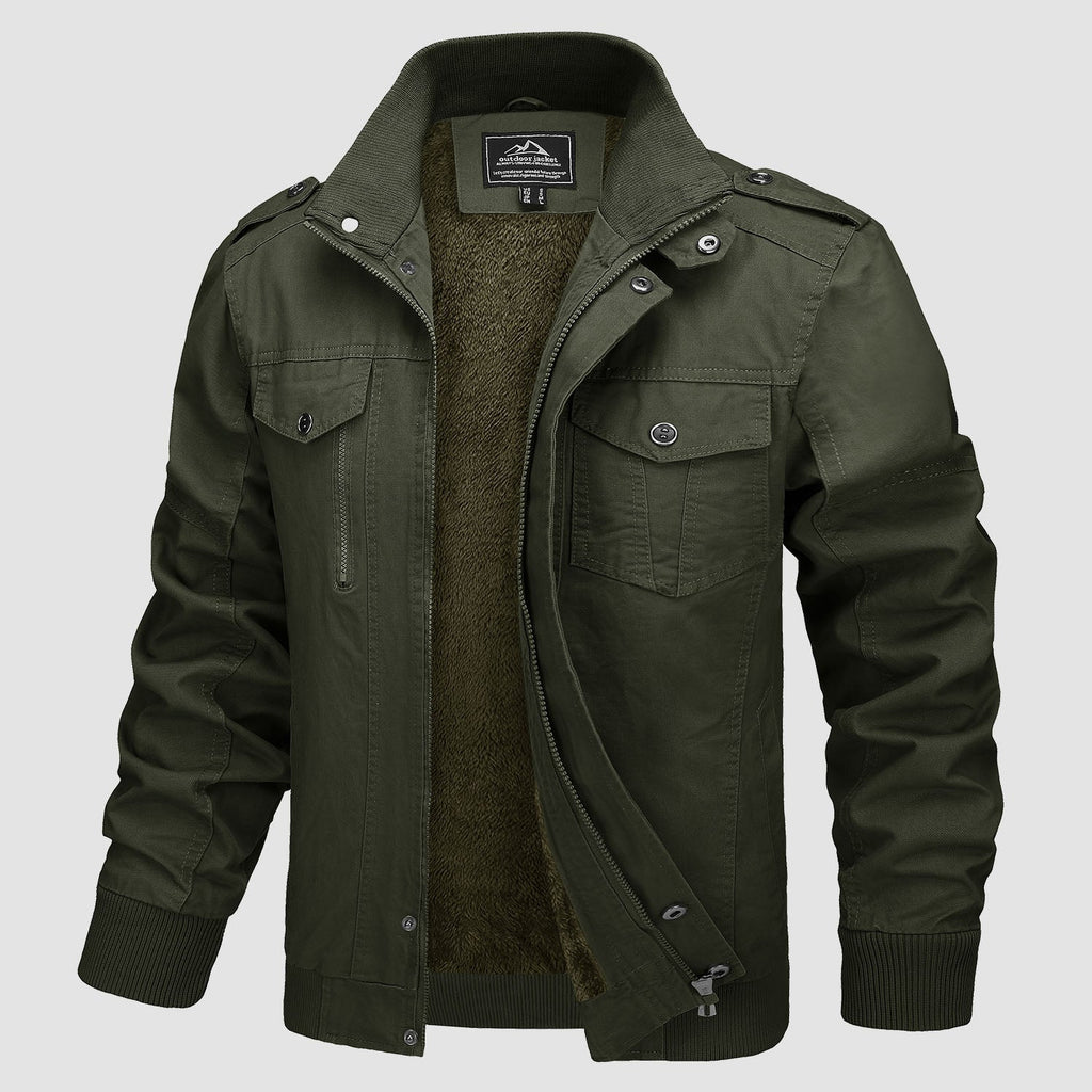 Men's Lightweight Cotton Military Bomber Jacket - Stylish Zip-Up Outerwear