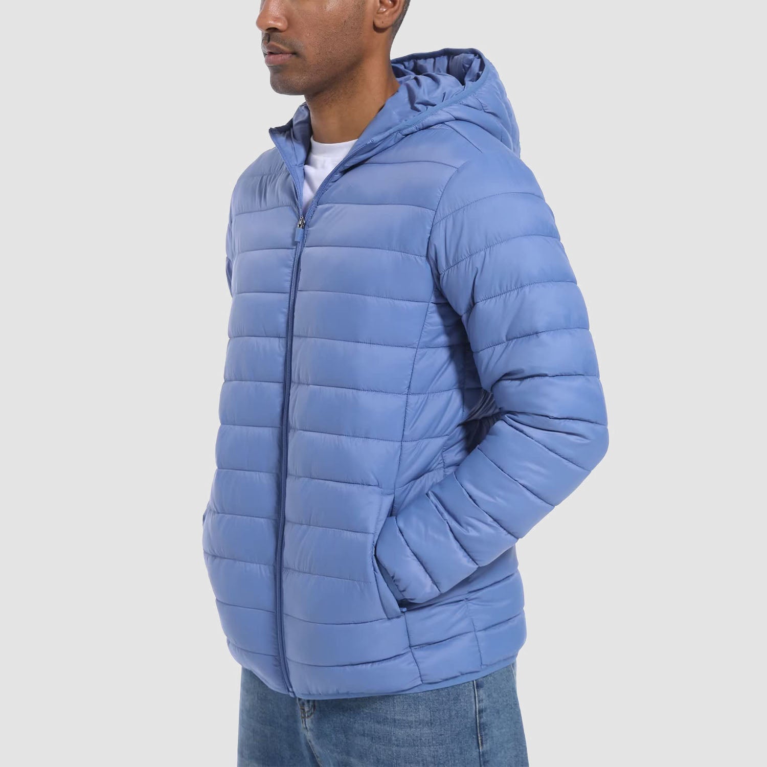 Men's Lightweight Quilted Hooded Puffer Jacket - Stylish Winter Coat for Ultimate Warmth