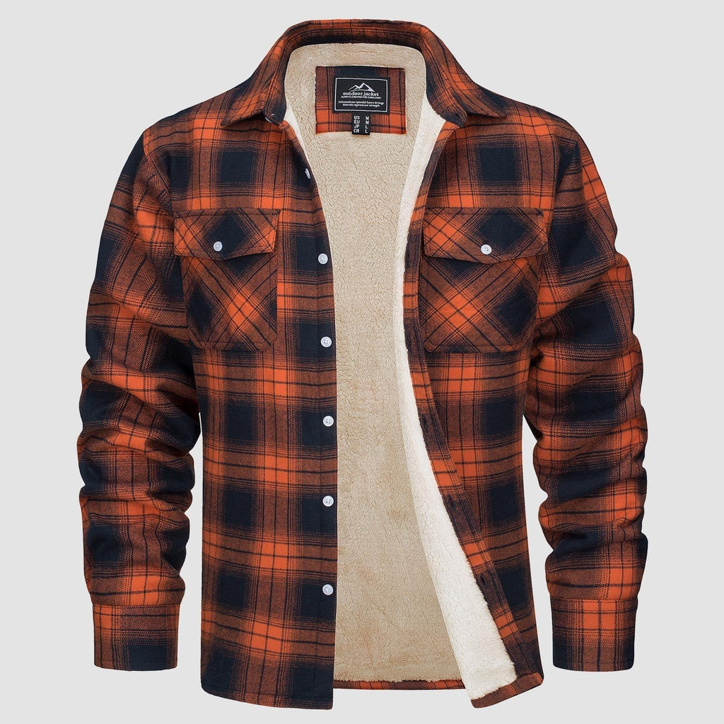 Men's Fleece-Lined Flannel Shirt Jacket - Warm Cotton Winter Coat for Ultimate Comfort