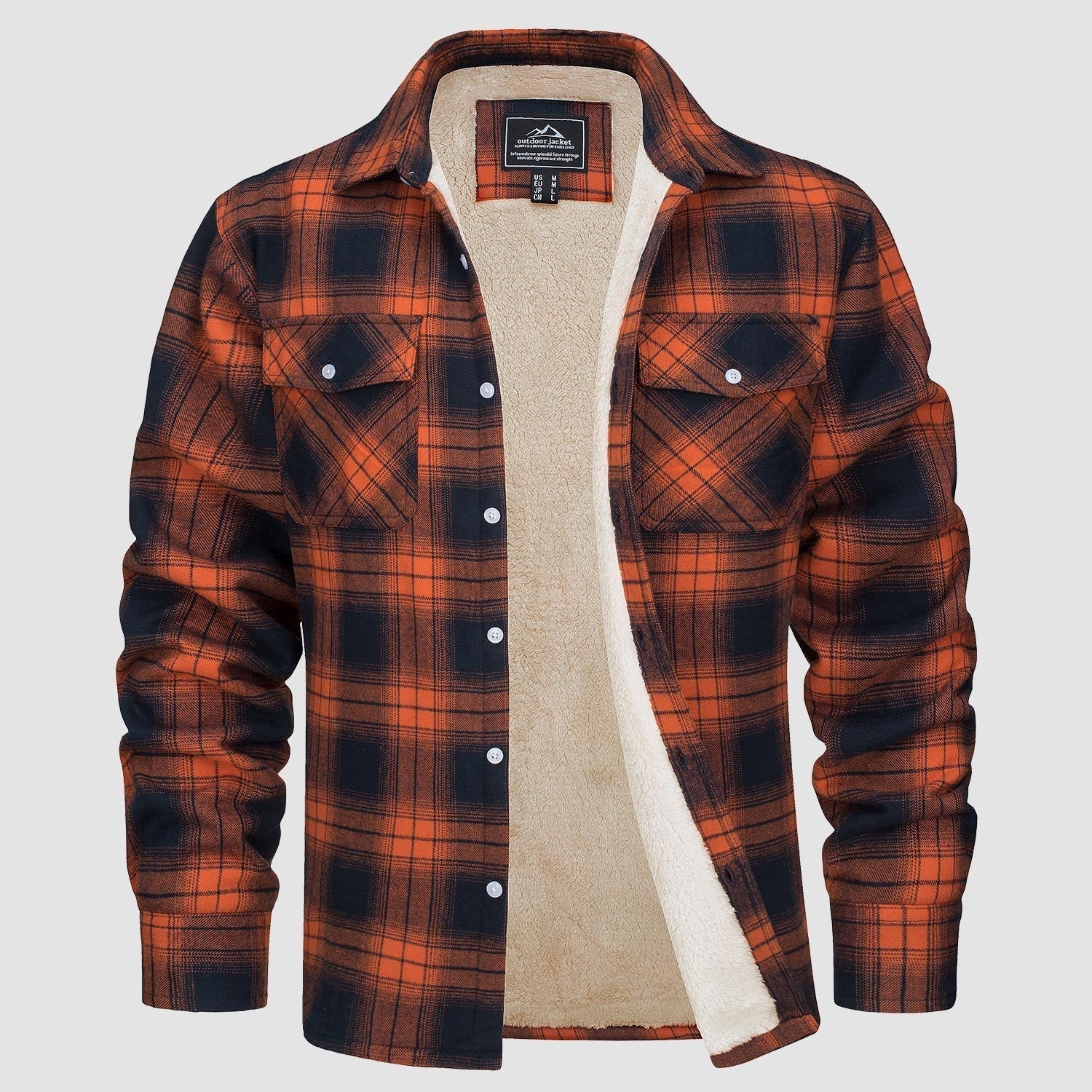 Men's Fleece-Lined Flannel Shirt Jacket - Warm Cotton Winter Coat for Ultimate Comfort