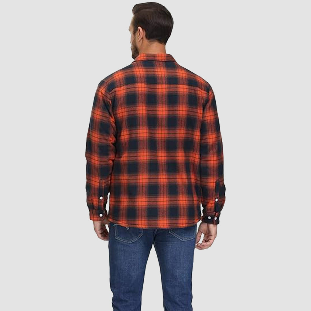 Men's Fleece-Lined Flannel Shirt Jacket - Warm Cotton Winter Coat for Ultimate Comfort