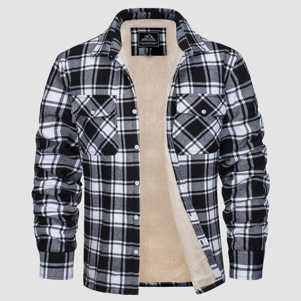 Men's Fleece-Lined Flannel Shirt Jacket - Warm Cotton Winter Coat for Ultimate Comfort