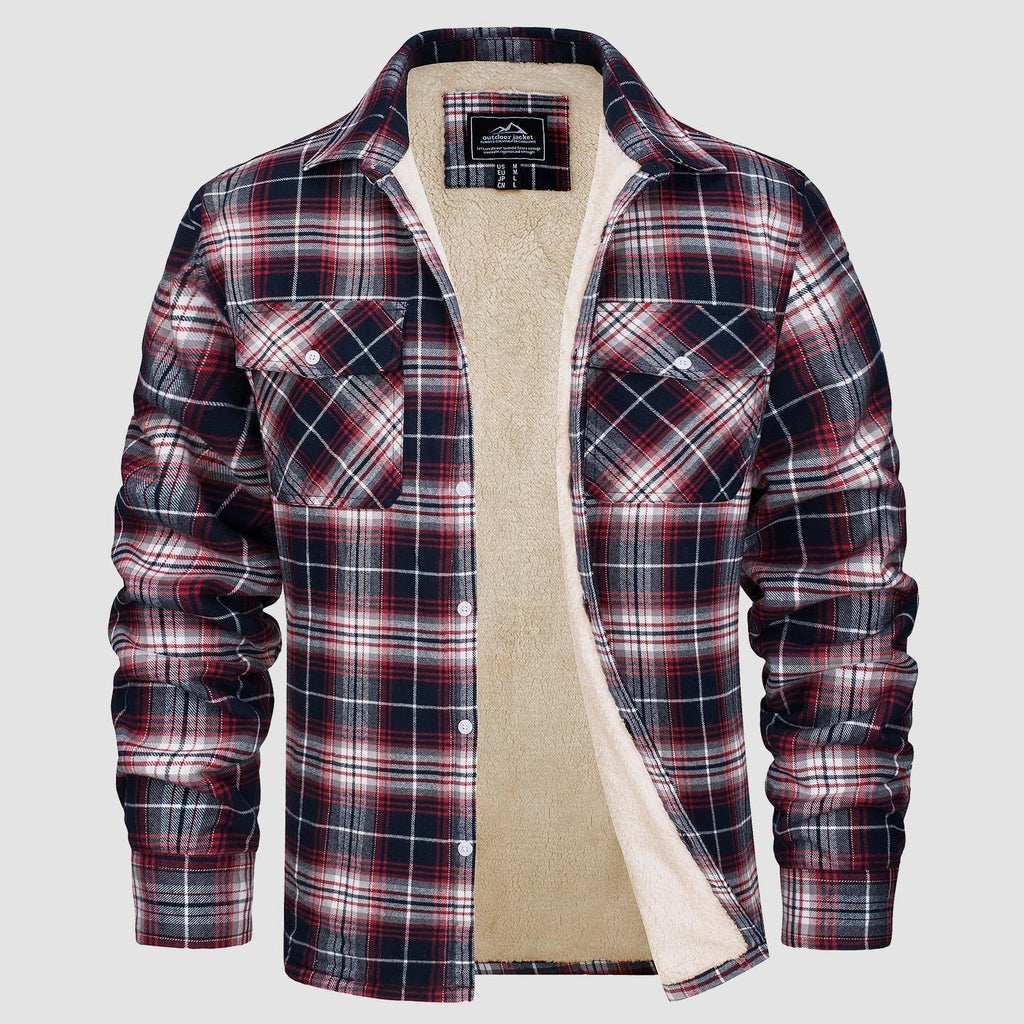 Men's Fleece-Lined Flannel Shirt Jacket - Warm Cotton Winter Coat for Ultimate Comfort
