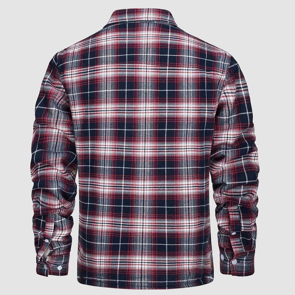 Men's Fleece-Lined Flannel Shirt Jacket - Warm Cotton Winter Coat for Ultimate Comfort