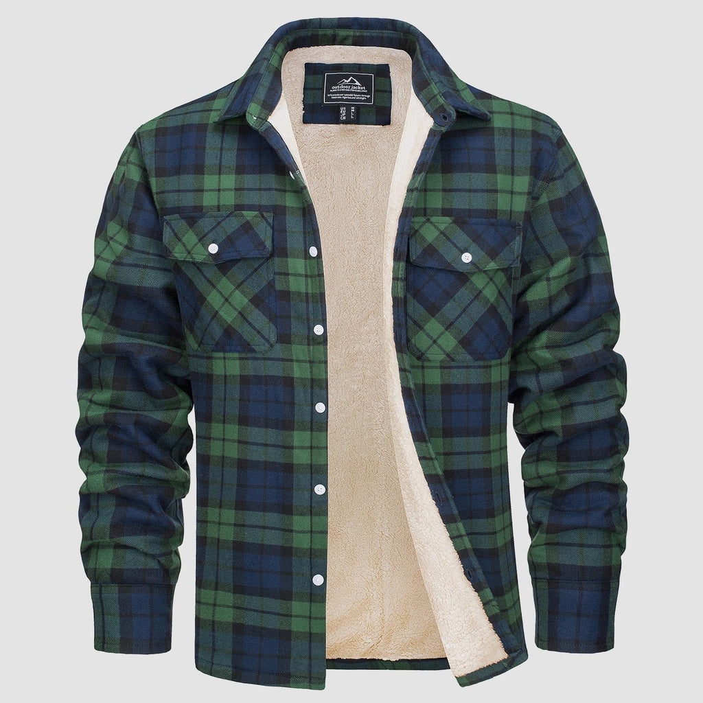 Men's Fleece-Lined Flannel Shirt Jacket - Warm Cotton Winter Coat for Ultimate Comfort