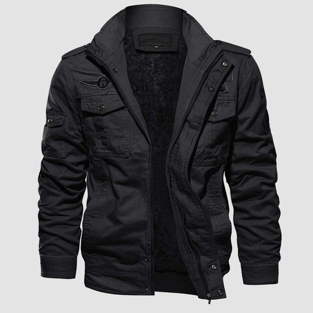 Men's Tactical Winter Bomber Jacket - Military-Style Fleece Outerwear for Cold Weather