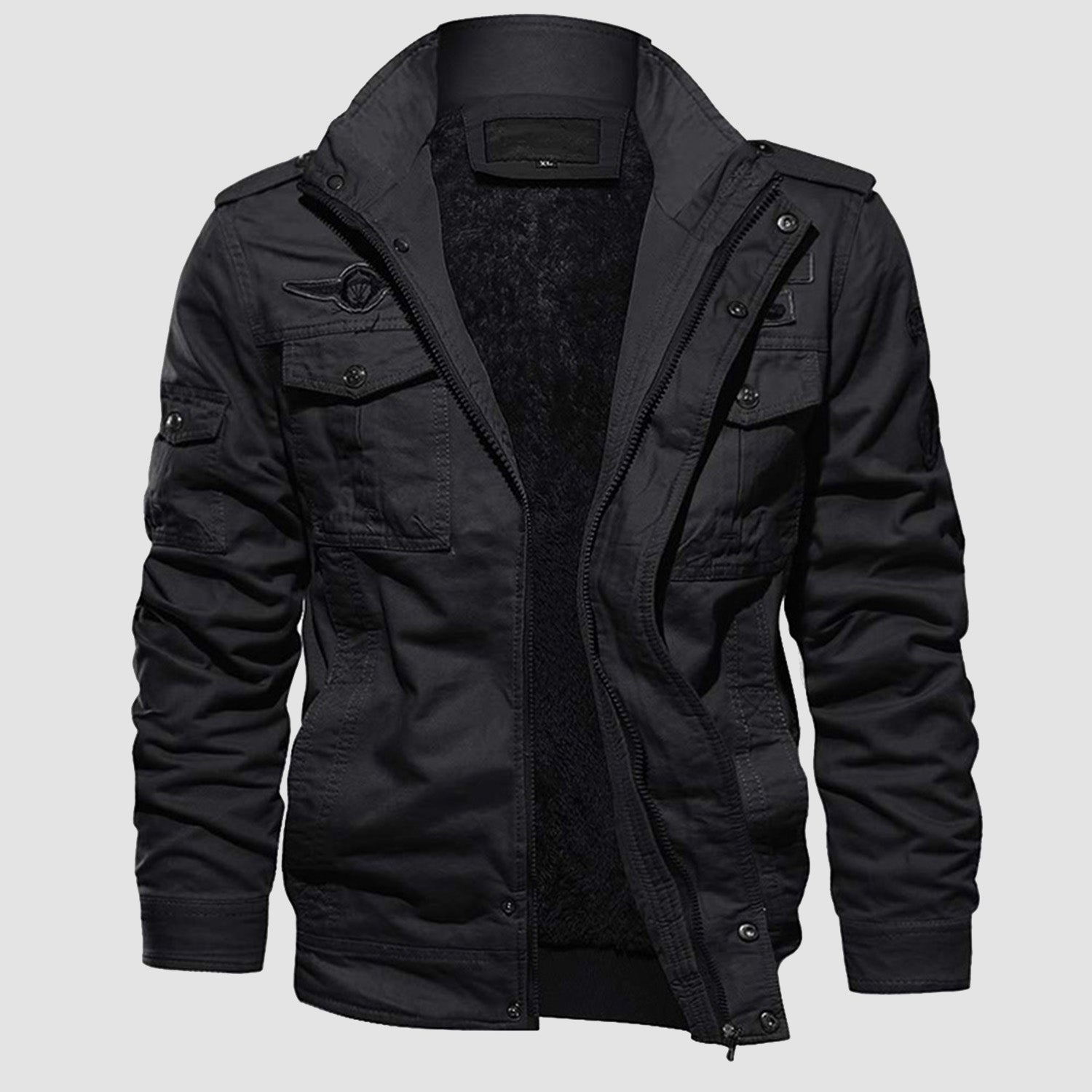 Men's Tactical Winter Bomber Jacket - Military-Style Fleece Outerwear for Cold Weather