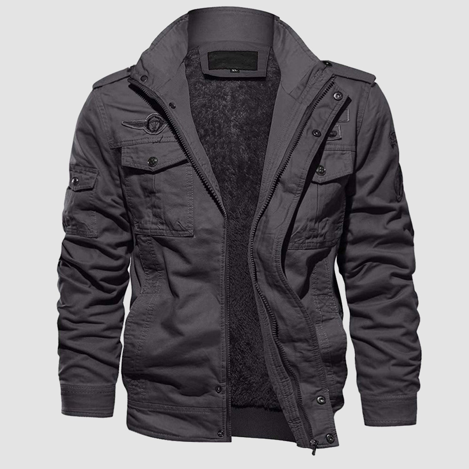Men's Tactical Winter Bomber Jacket - Military-Style Fleece Outerwear for Cold Weather