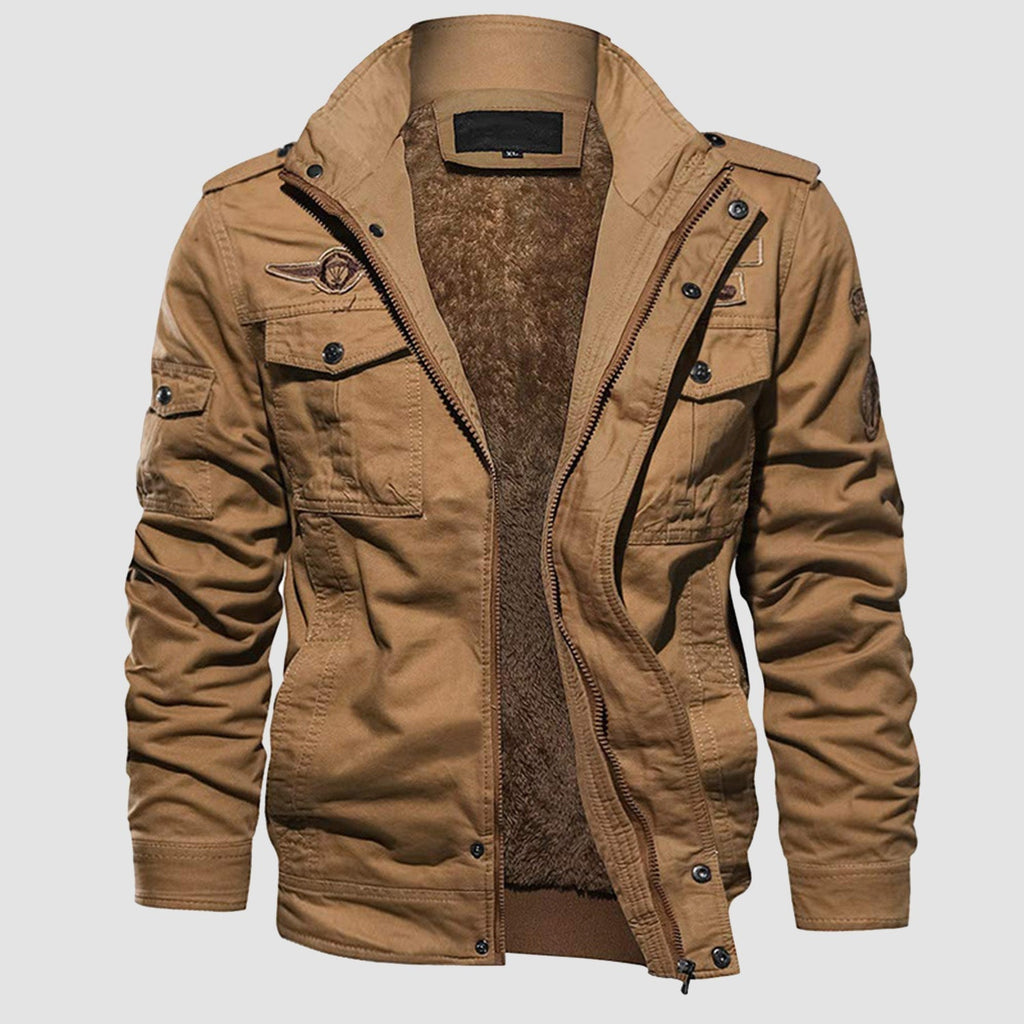 Men's Tactical Winter Bomber Jacket - Military-Style Fleece Outerwear for Cold Weather