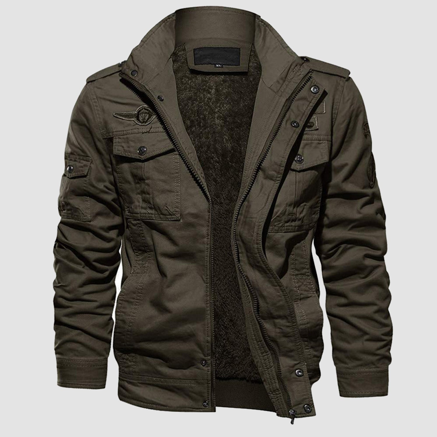 Men's Tactical Winter Bomber Jacket - Military-Style Fleece Outerwear for Cold Weather