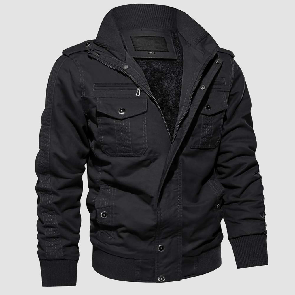 Men's Winter Tactical Cargo Jacket - Fleece Lined Military Coat for Cold Weather