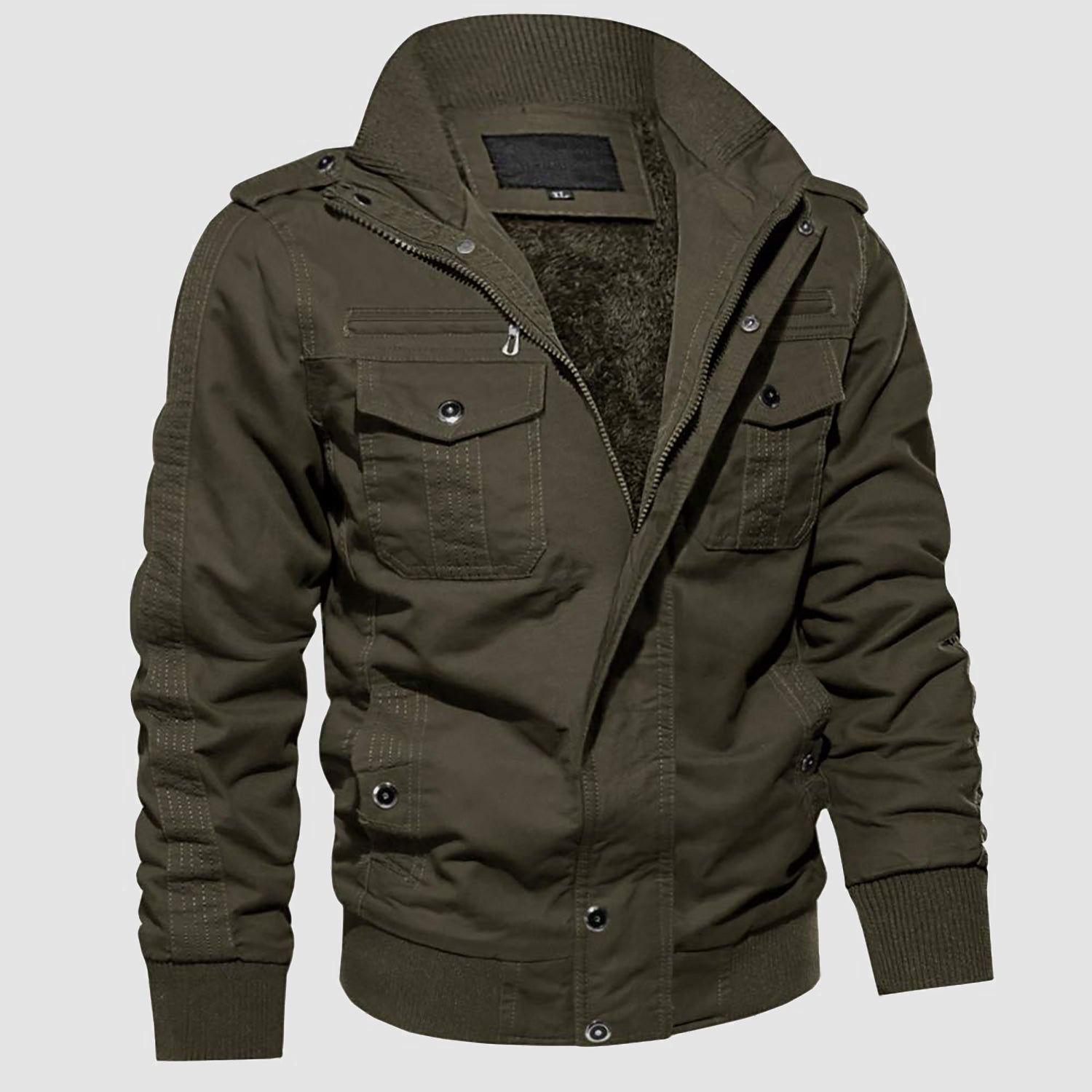 Men's Winter Tactical Cargo Jacket - Fleece Lined Military Coat for Cold Weather