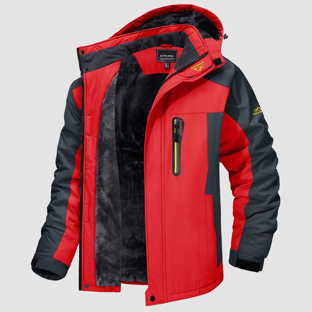 Men's Water-Resistant Ski Jacket - Insulated Fleece Lined Winter Coat for Cold Weather