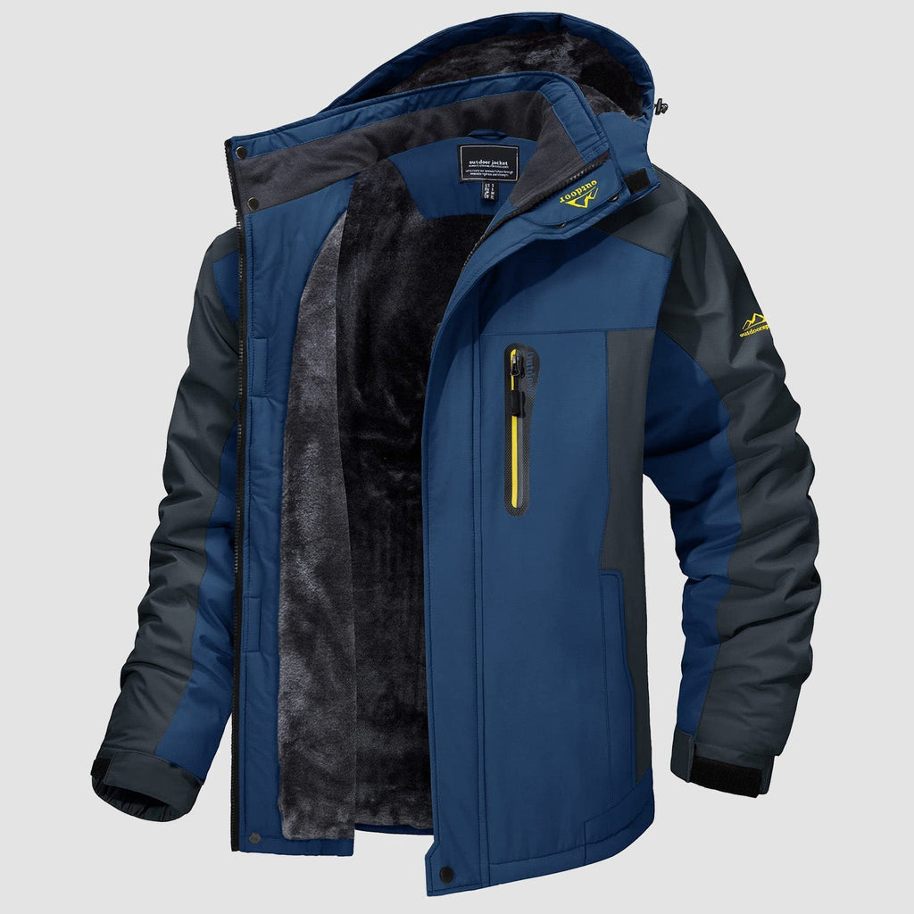Men's Water-Resistant Ski Jacket - Insulated Fleece Lined Winter Coat for Cold Weather