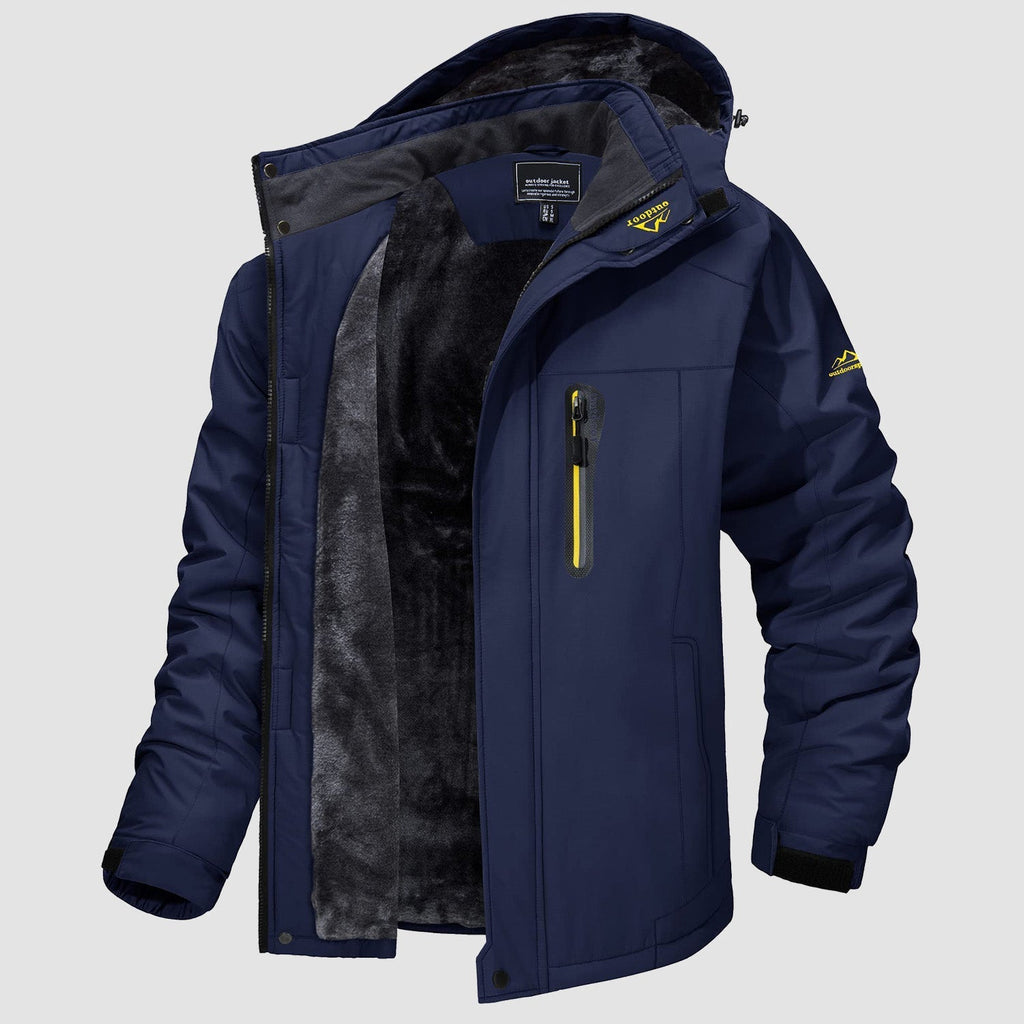Men's Water-Resistant Ski Jacket - Insulated Fleece Lined Winter Coat for Cold Weather