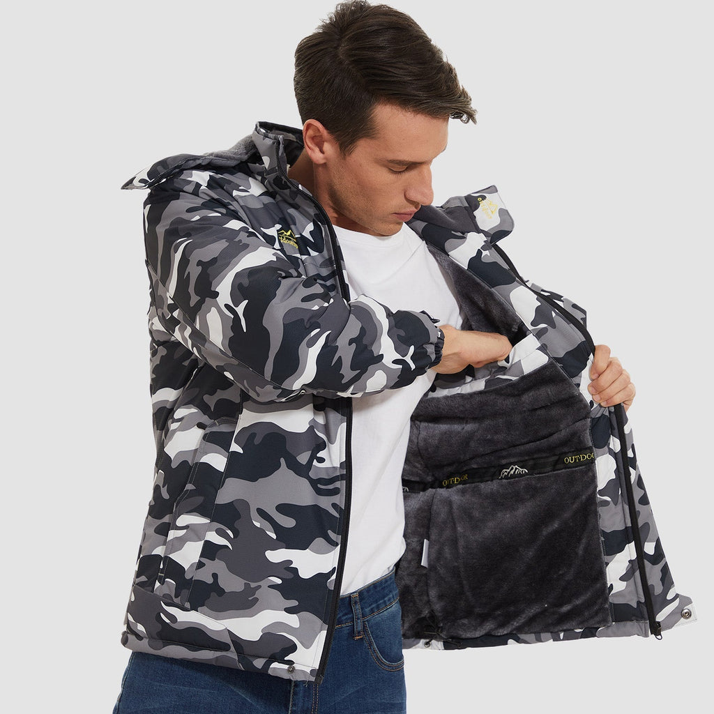 Men's Water-Resistant Ski Jacket - Insulated Fleece Lined Winter Coat for Cold Weather