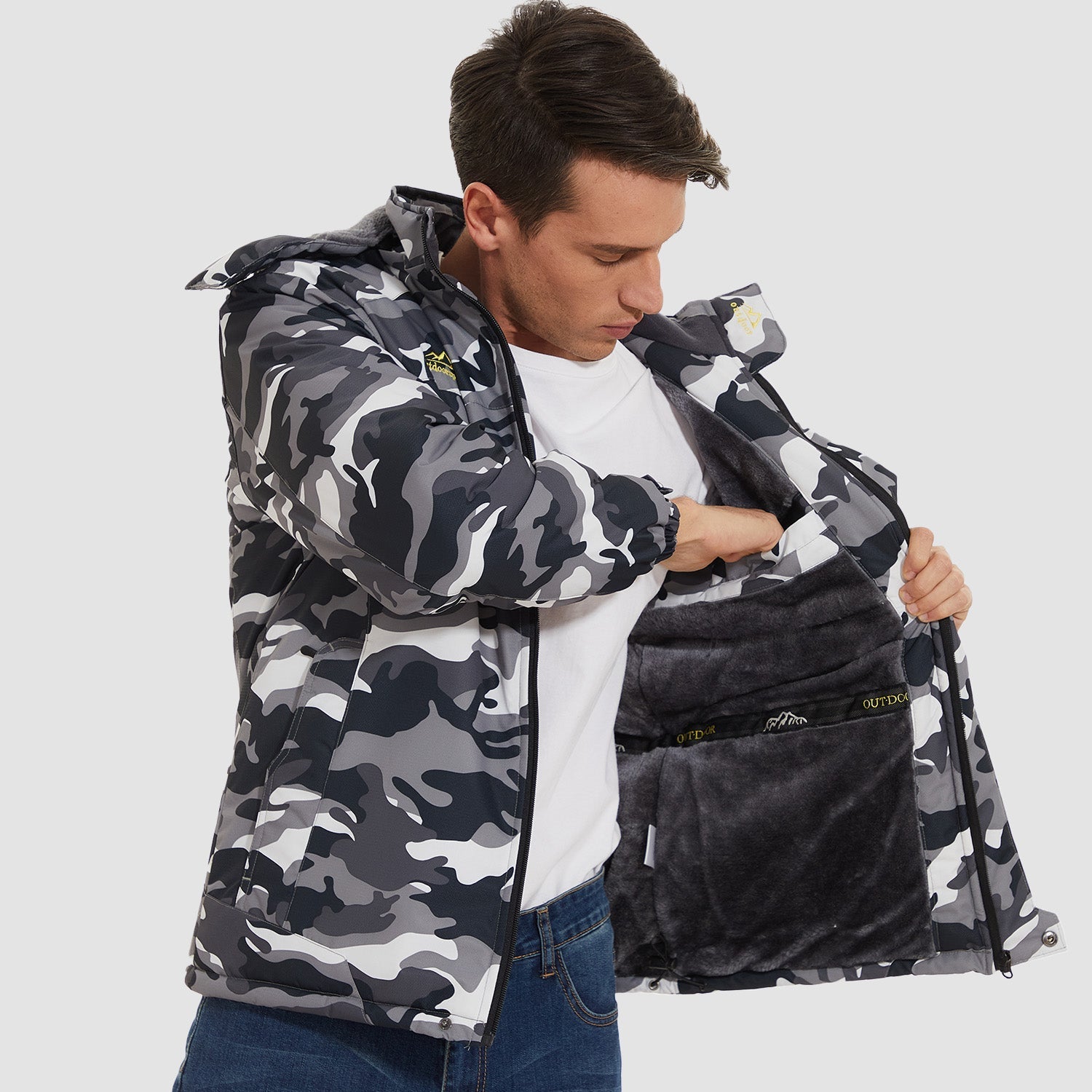 Men's Water-Resistant Ski Jacket - Insulated Fleece Lined Winter Coat for Cold Weather